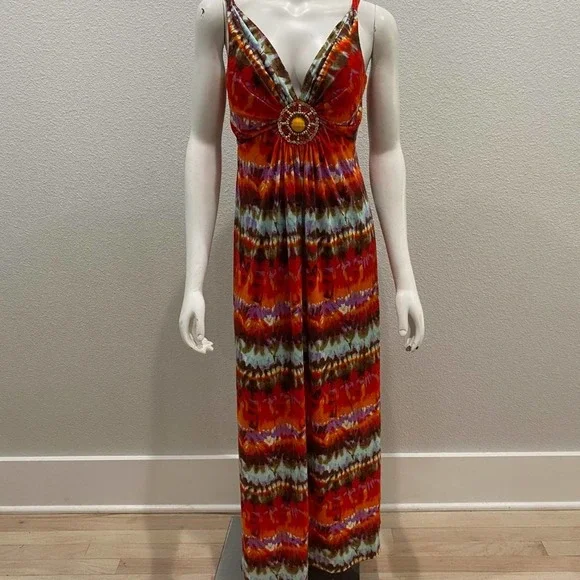 55. MUSE Tie Dye Gorgeous Color Maxi Dress Size 10 - Picture 2 of 9